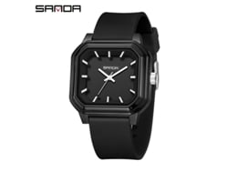 Reloj De Cuarzo Cuadrado (transparente, Totalmente Negro), De Diseño Sencillo Con Marcas Tridimensionales, Versátil E Impermeable Para Estudiantes.