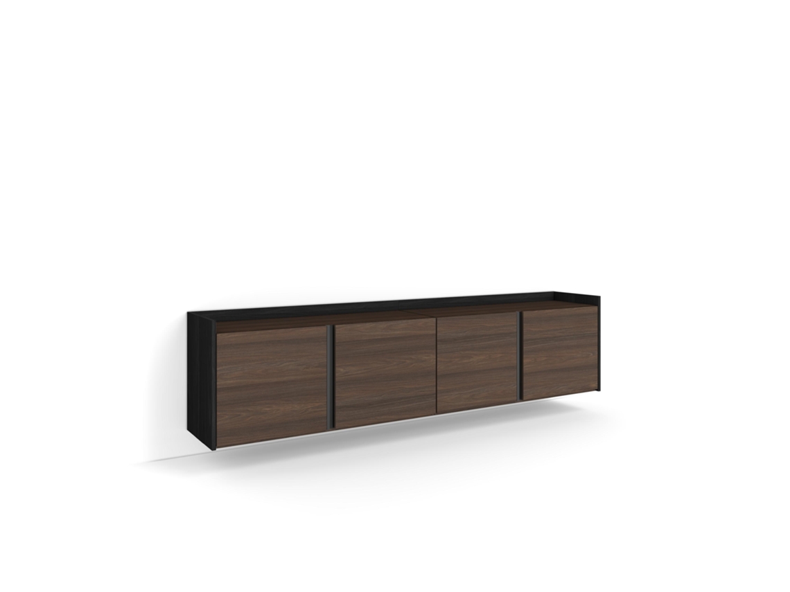 Mueble Tv, Televisión, 207x35x50cm, Para Tv Hasta 80", Colgado, Suspendido, Roble Oscuro Y Negro