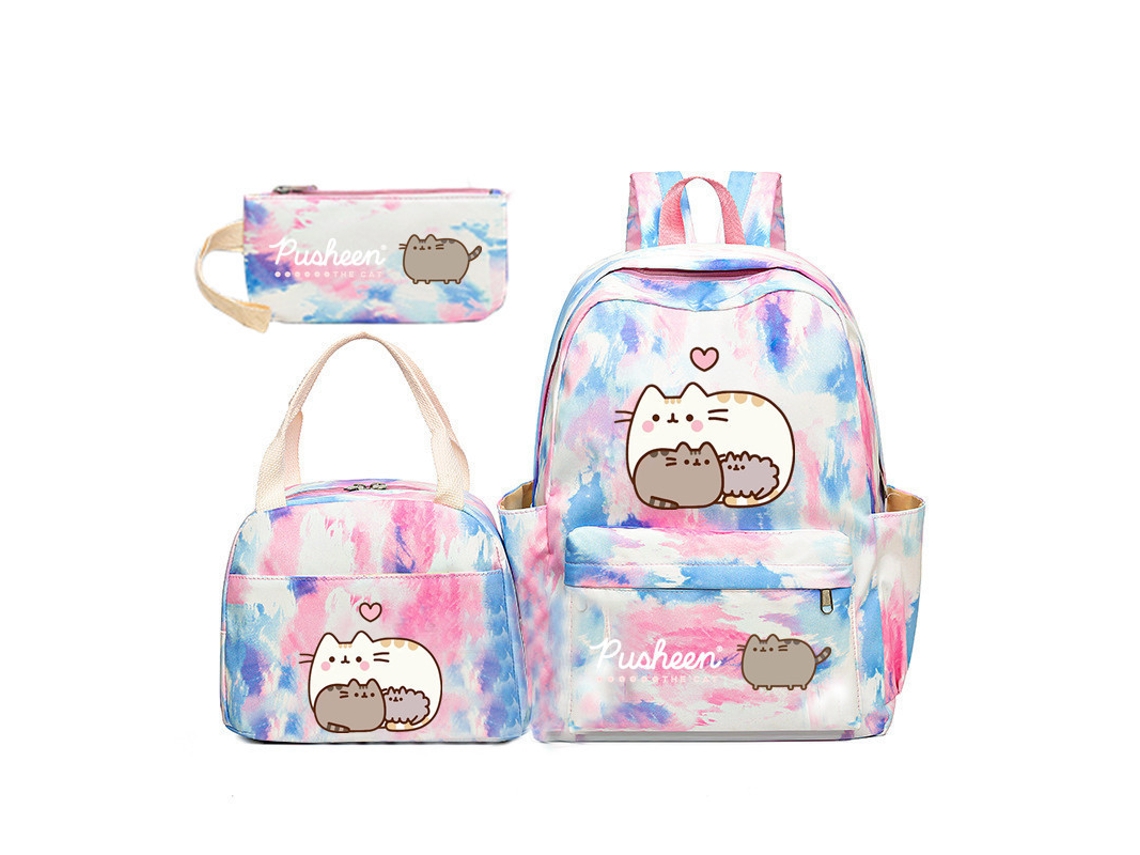 Mochila escolar que cambia de color arcoíris, conjunto de tres piezas, mochila escolar, degradado, blanca ~ 4, conjunto de tres piezas, mochila escolar