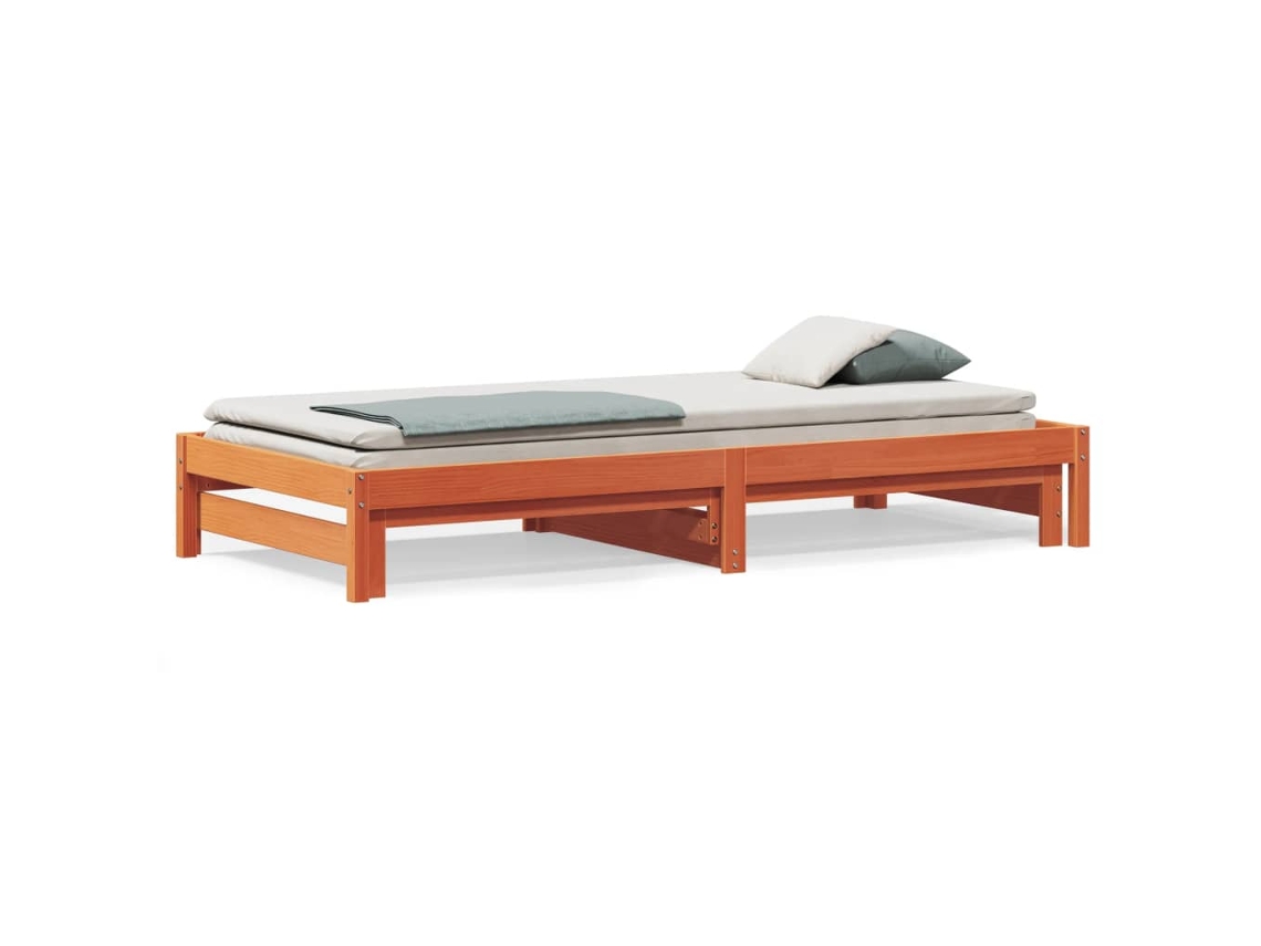 Maison Exclusive - Sofá Cama Nido Madera Maciza De Pino Marrón Cera 90x190 Cm