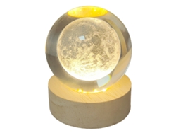 Rebe-lámpara De Cristal Esfera Luna 3d 1.5w Usb Luz Cálida 3000k Decorativa Para Hogar Dormitorio Noche