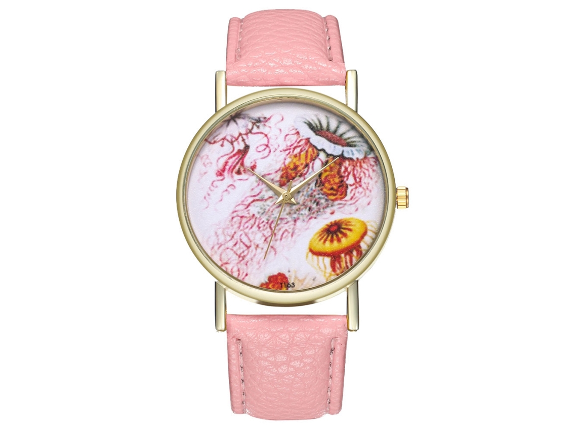 Reloj De Pulsera Unisex Informal Con Correa De Piel Sintética Y Movimiento De Cuarzo Rosa.