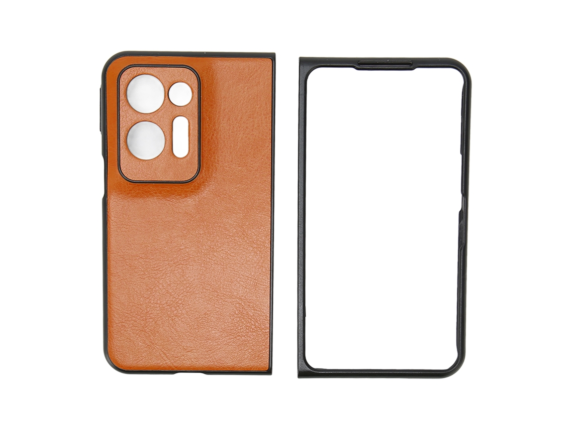 Capa Para Oppo Find N2 Capa Dobrável Listras Estilosa Proteção Completa Couro Sintético Marrom