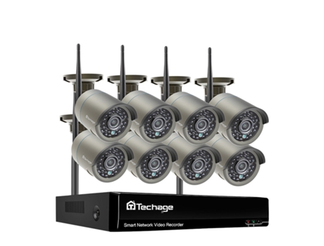 Sistema de Vigilancia SLOWMOOSE P2P 8Ch 3Mp Inalámbrico Wi-Fi y Grabación de Audio (8 Canales Nvr y 8 Cámaras-200004889 - 1T)