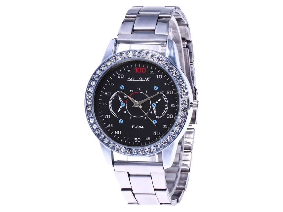 Reloj De Pulsera Para Hombre De Moda Con Piedras Strass Cuarzo Correa De Acero