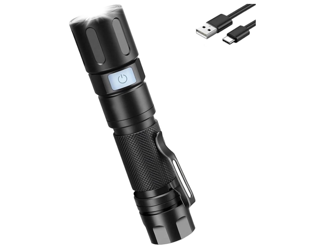 Linterna LED recargable por USB Yunzii Q16 superbrillante con 4 modos de iluminación, alta potencia, resistente al agua, color negro