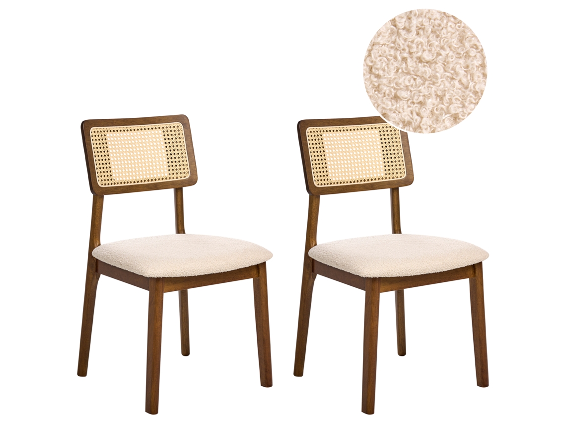 Sillas Beliani Rubonia con respaldo vienés, en madera de caucho marrón, 48x52x86
