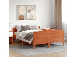 Cama Sin Colchón Madera Maciza De Pino Marrón Cera 140x200 Cm