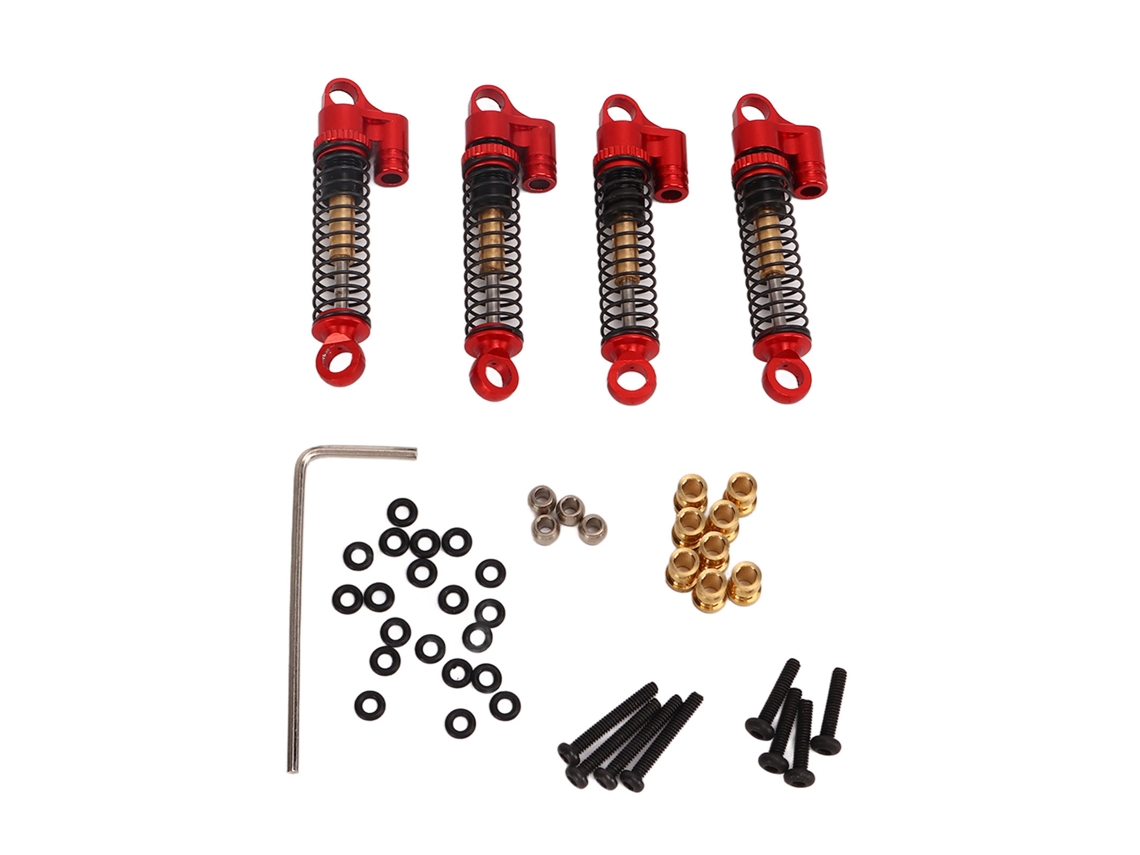 Amortiguador Rc De Aleación De Aluminio Con Alta Elasticidad Y Rosca Cnc Para Coches Crawler Fms Fcx24 1/18 1/24 Rojo