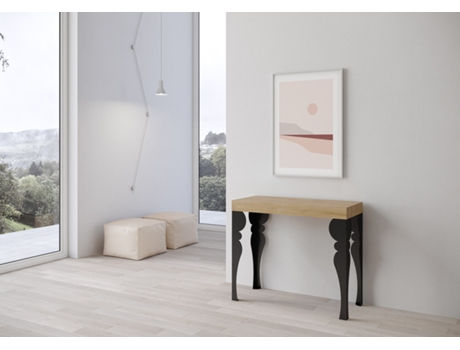Consolas Paxon Small Premium Extensible hasta 196 cm ITAMOBY (90 x 40 x 77 cm - Paneles de Melamina - Roble Natural)