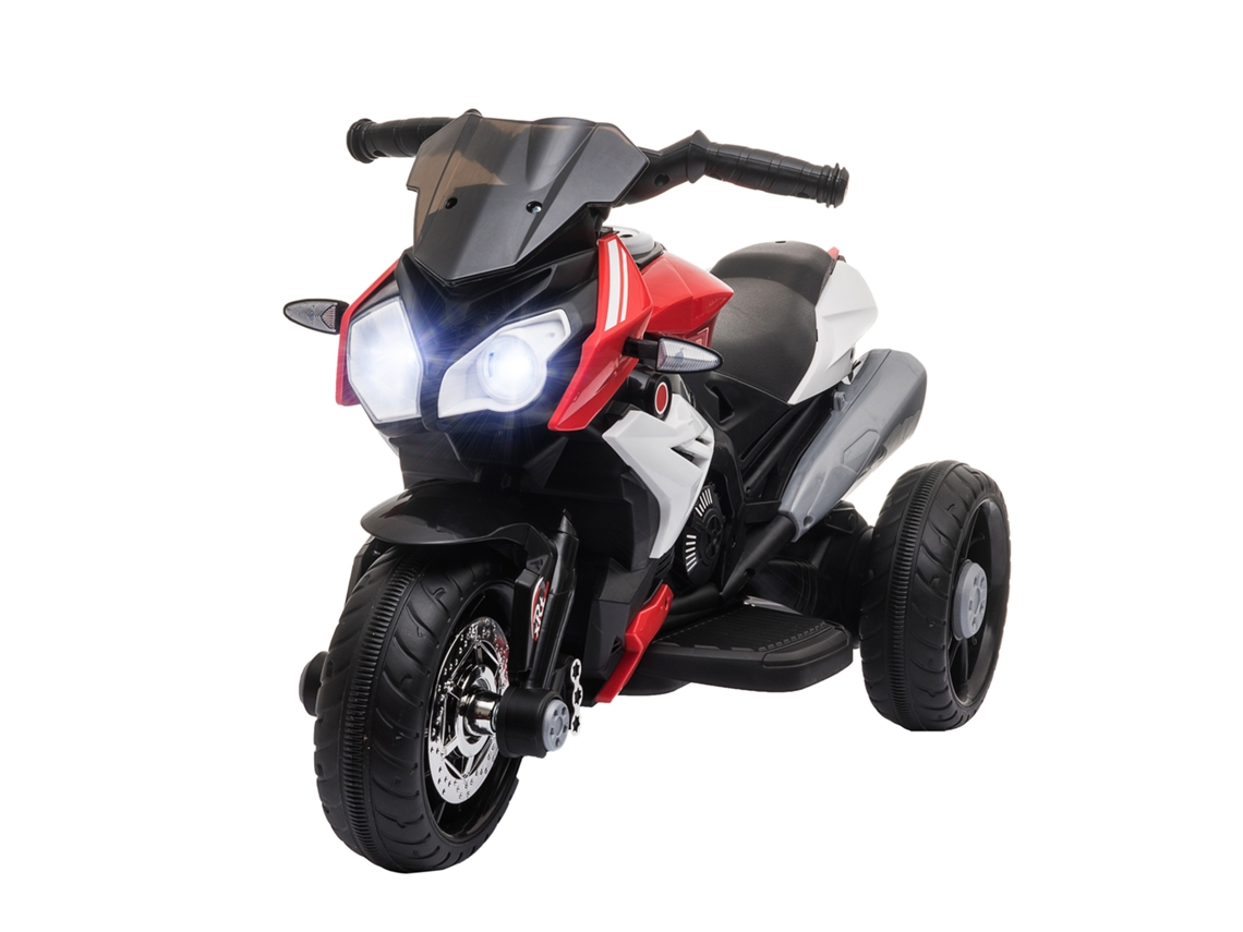 Moto Eléctrica Infantil 3 Ruedas 6v 3km/h Luces Sonido Negro Rojo