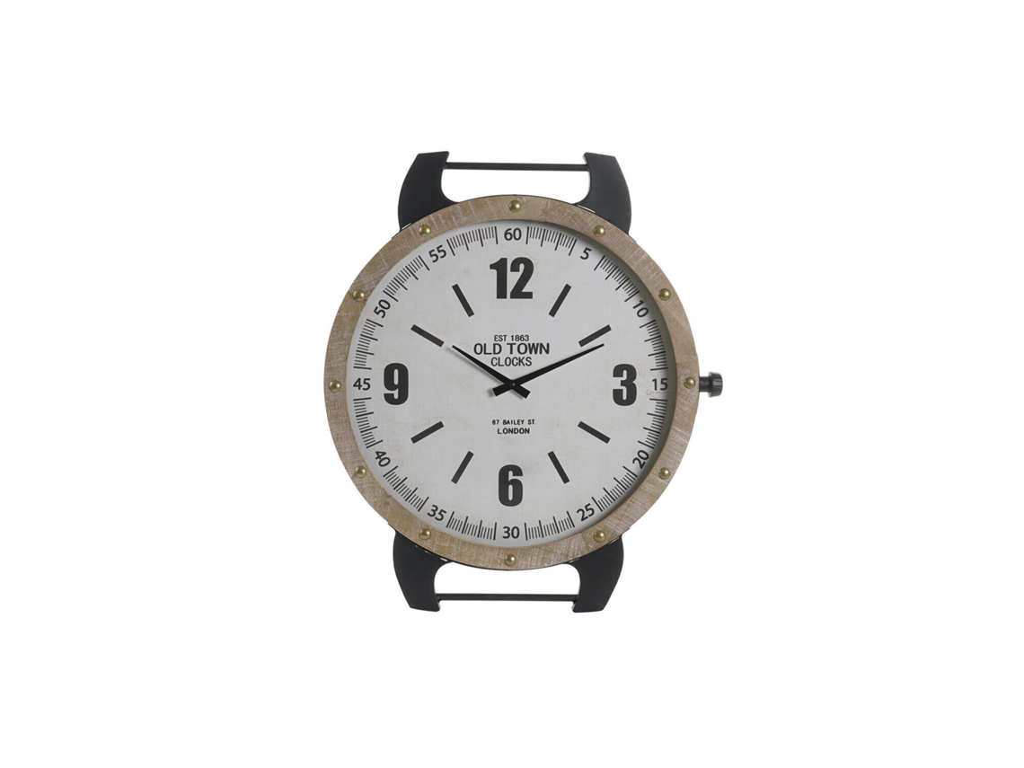 Reloj de pared blanco de MDF con marco de hierro, 52x5x60cm ALEXANDRA HOUSE LIVING