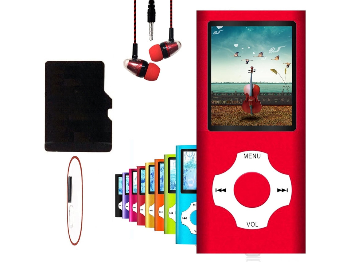 Mini reproductor MP3 Bluetooth de 18 pulgadas, grabadora de audio Walkman con memoria de 32 GB (rojo)