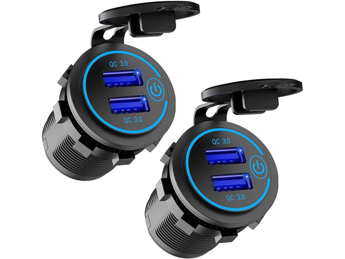 Juego De 2 Cargadores Usb Para Coche Con Interruptor, Taladro Impermeable De 36 W (1.1)