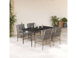 Conjunto de comedor de jardín de 5 piezas con cojines en mimbre beige mixto, DKD Home Decor