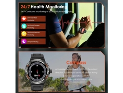 Smartwatches tácticos resistentes para hombre de 1.53" con luz LED potente, 3 modos de linterna, 500 mAh, resistente al agua, rastreador de 3 ATM, Bestvite
