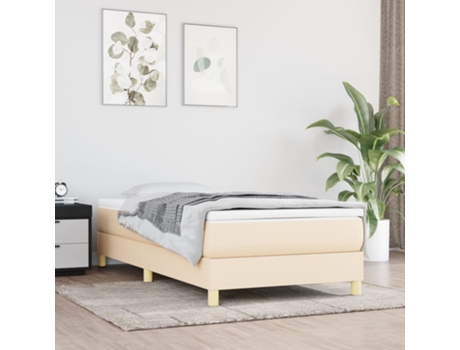 vidaXL Cama con somier y colchón 90x190 cm tela color crema
