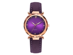 Reloj De Pulsera De Cuarzo Informal Para Mujer Con Correa De Pu Morada Sencilla Y Elegante.