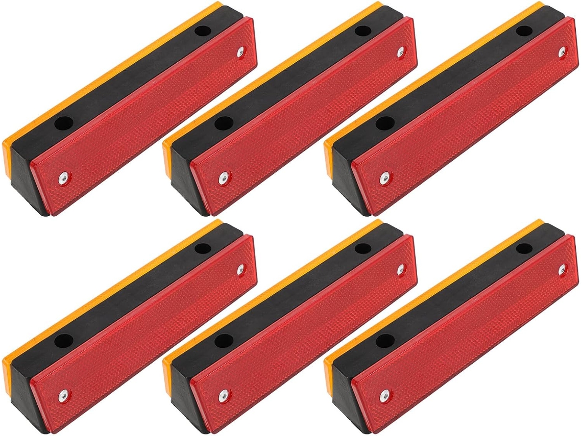 Juego De 6 Marcadores Reflectantes Rectangulares De Doble Cara Para Seguridad Vial, Rojos Y Amarillos.