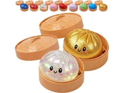 Juego De 2 Juguetes Antiestrés Gigantes Con Forma De Dumpling De Retorno Lento - Dorado Y Multicolor - Tommy01
