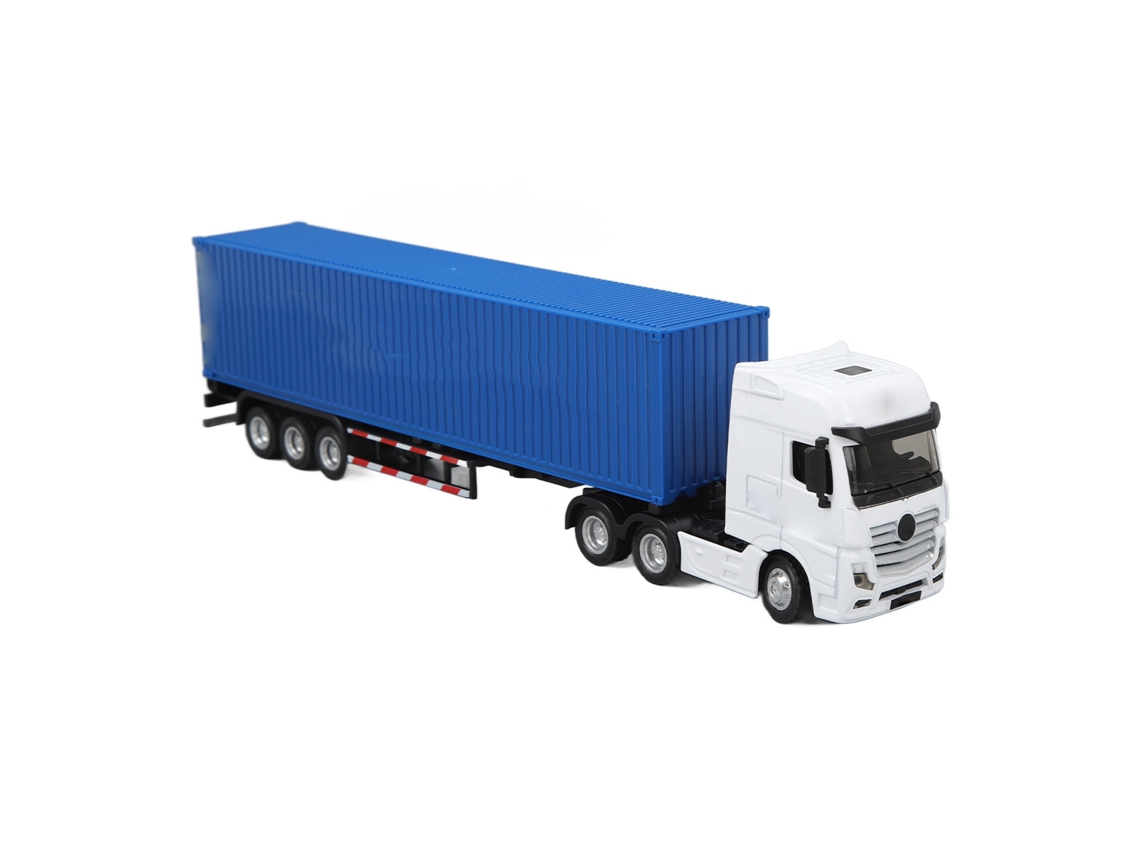Camión Portacontenedores A Escala 1:50 Con Remolque Interior Desmontable - Azul - Modelo De Juguete De Alta Fidelidad