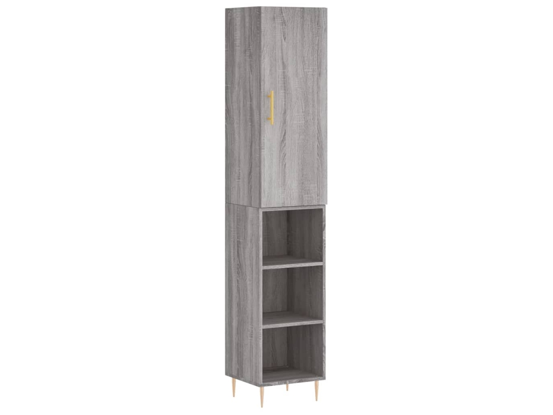 Armario alto, madera procesada, gris Sonoma, 34,5 x 34 x 180 cm, MAISON EXCLUSIVE