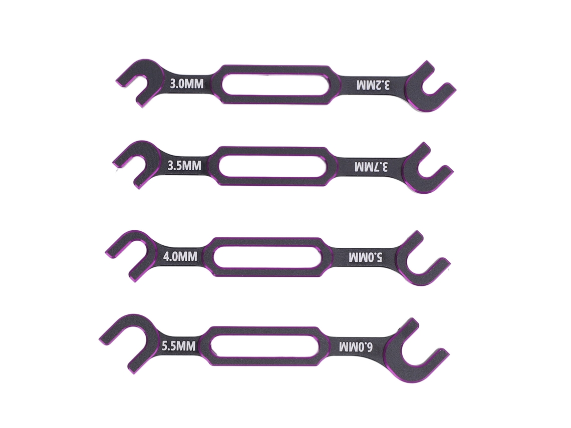 Juego De 4 Herramientas De Reparación Universales Rc Wrench De 3,0 A 6,0 Mm Para Coches, Barcos Y Drones - Morado