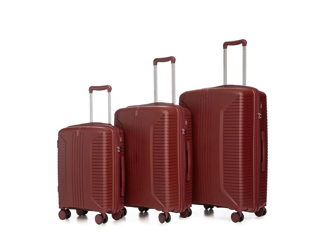 3 Maletas Pequeñas Con Ruedas Giratorias (20/24/28) Y Un Candado De Combinación Rojo.