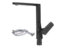 Grifo giratorio de 360° G1/2 para fregadero de cocina/baño, negro