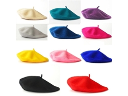 2026-gorro De Lana Para Mujer Invierno Color Sólido Beret Bonnet Caliente Ajuste Universal 27.5-28cm