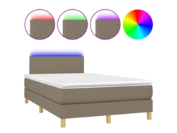 Maison Exclusive - Cama Box Spring Con Colchón Y Led Tela Gris Taupe 120x190 Cm