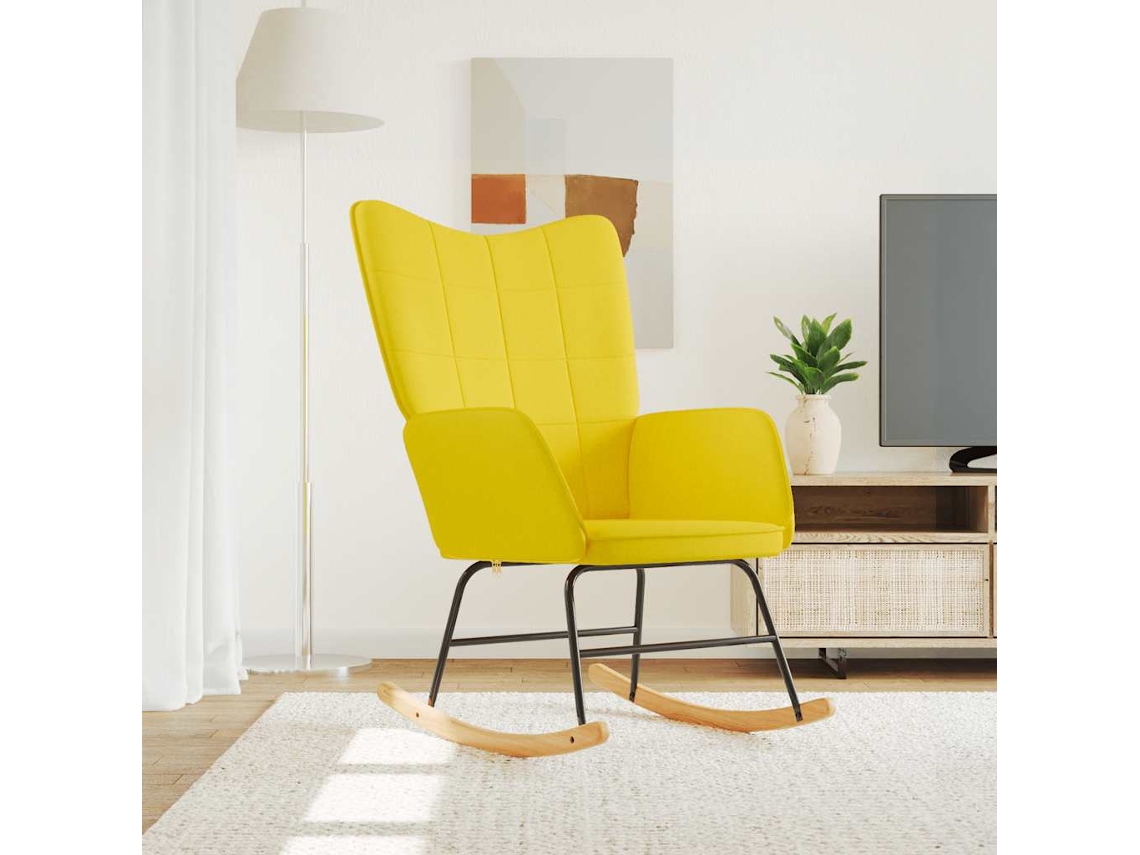 Mecedora de tela color amarillo mostaza de Lovely Home