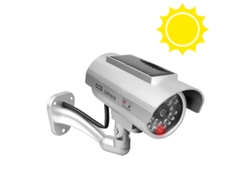 (plata) Cámara De Seguridad Simulada, Con Luz Led Roja Intermitente Y Estroboscópica, Resistente Al Agua.