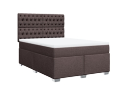 Maison Exclusive - Cama Box Spring Con Colchón Tela Marrón Oscuro 160x200 Cm