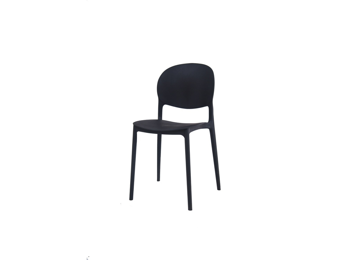 Juego de 4 sillas apilables, negras, 80x40x38 cm VENPRODIN