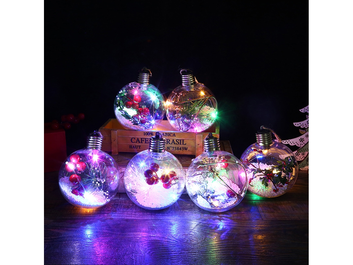 KOFIHETY 6 Bolas de Navidad Brillantes con Luces LED Rellenable para Árbol de Navidad Decoración de Fiesta