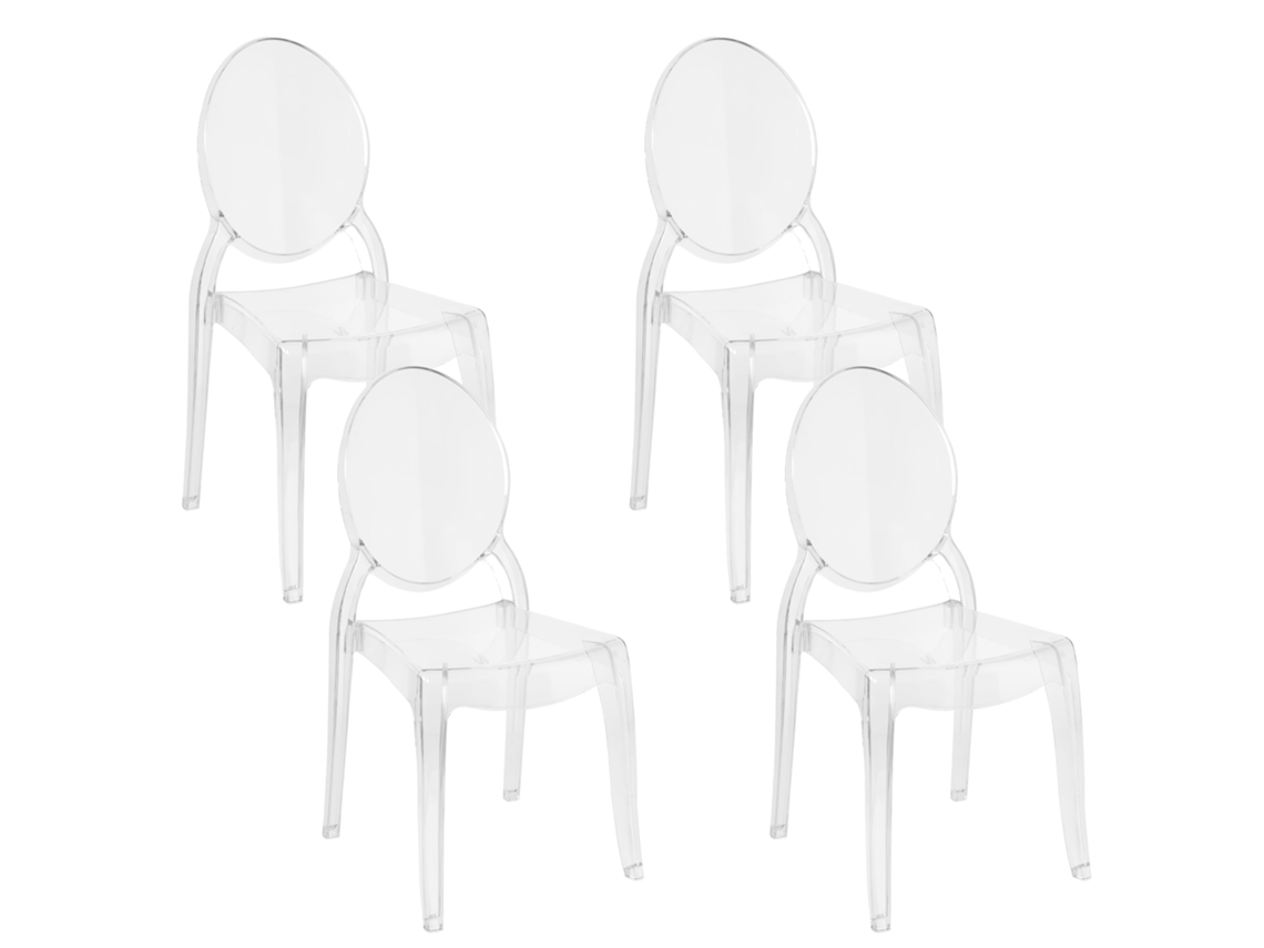 Conjunto de 4 cadeiras BELIANI Merton de Policarbonato Transparente 55x46x95