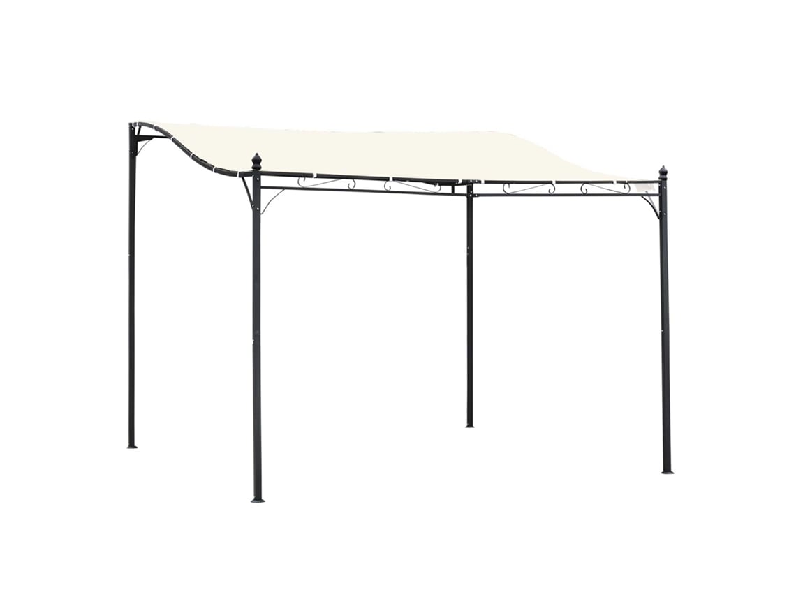 VPMKP - Gazebo Outsunny 3x3 m toldo metálico poliéster crema drenaje