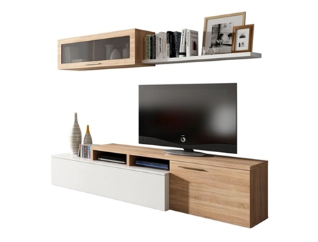 Mueble de TV HABITDESIGN Nexus (Blanco - Melamina - 200 x 43 x 41-34 cm)