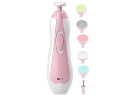 Set de manicura rotativa eléctrica Avizar para bebés con LED y 6 puntas, blanco/rosa