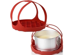 Soporte de silicona para cocinar y hornear, elevador de ollas y bandejas resistente al calor, rojo.