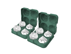 Bandejas De Silicona Premium Para Cubitos De Hielo, Paquete De 2, Moldes Divertidos Con Forma De Rosa Y Diamante De 6,35 Cm (verde)