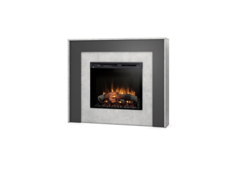 Chimenea LED eléctrica independiente ZUNI 28' Negro / Cemento 130.2 x 110 x 27.5 OUTINFIRE