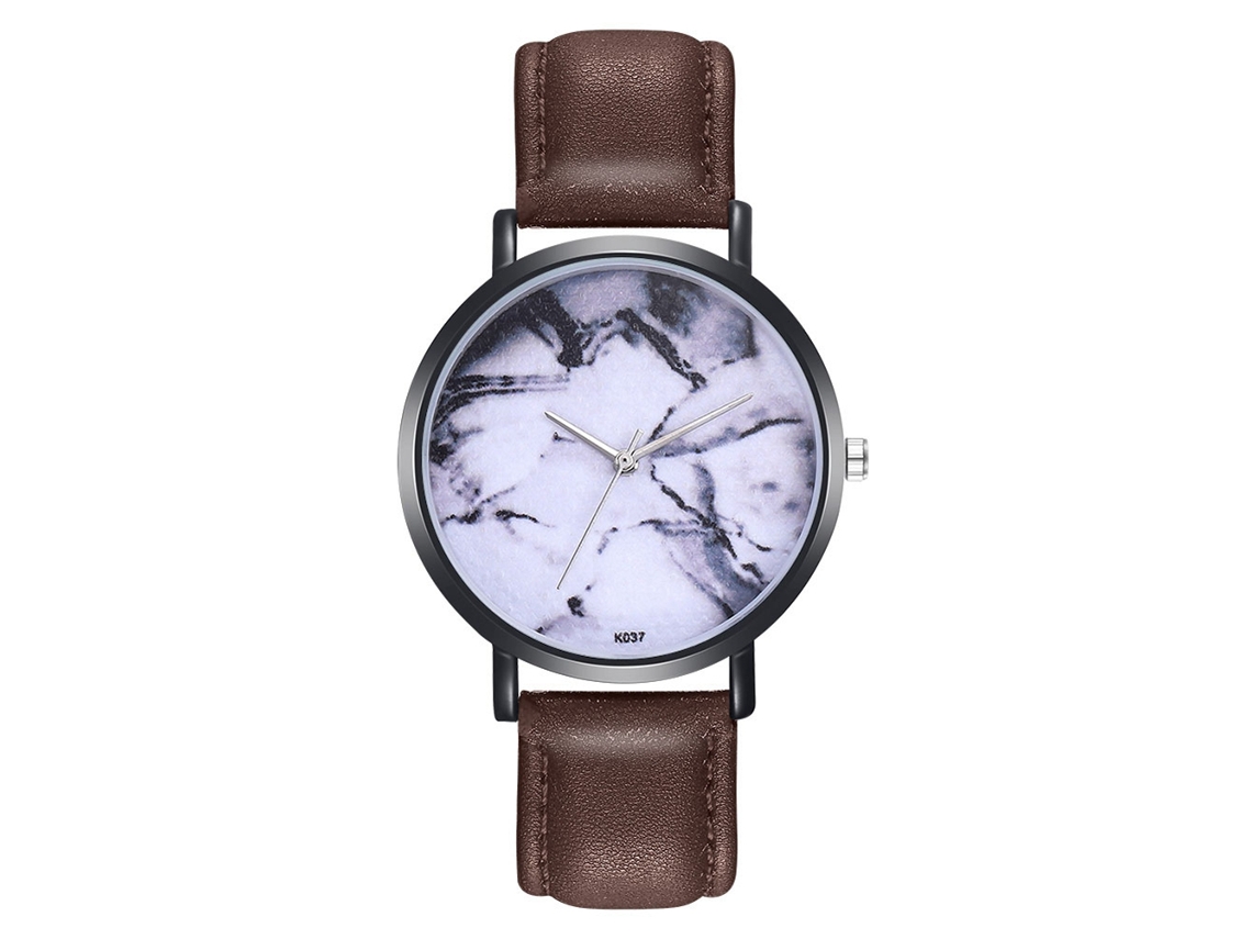 Reloj De Cuarzo De Pareja Con Correa De Cuero Pu Zhoulianfa Diseño Simple Café