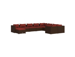 Maison Exclusive - Set Muebles De Jardín 10 Pzas Y Cojines Ratán Sintético Marrón