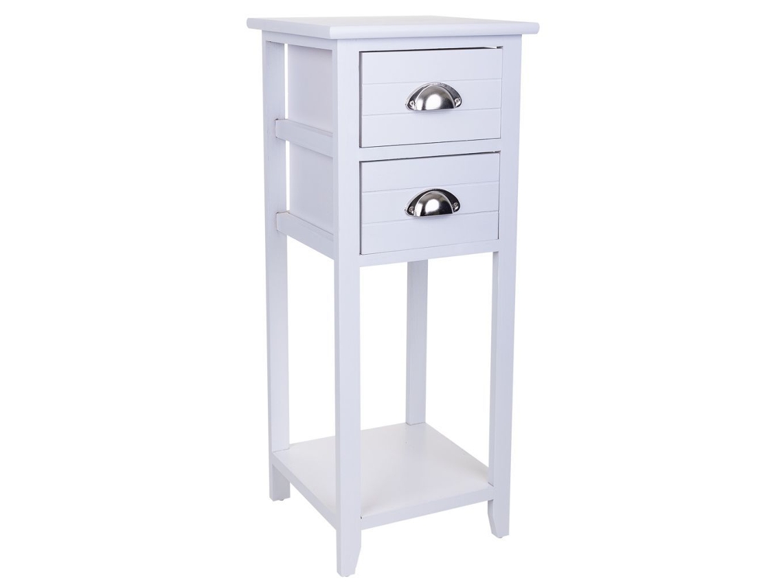 Mesita de Noche WANDERLUST DECO (Madera de Paulownia y Mdf - Blanco - 30 x 30 x 73 cm)