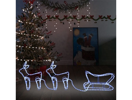 vidaXL Decoración navideña para jardín renos y trineo 576 LEDs
