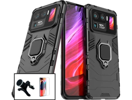 Kit Carcasa y Soporte Magnético Auto Reforzado Xiaomi Mi 11 Ultra PHONECARE Military Defender Negro