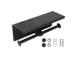Portarrollos De Papel Higiénico De Acero Inoxidable Con Estante, Autoadhesivo, No Requiere Perforación, Para Baño, K10 Negro