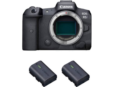 Kit Cámara Mirrorless y Baterías CANON EOS R5 (45 MP - Sensor: Full Frame - ISO: 100 a 51200)